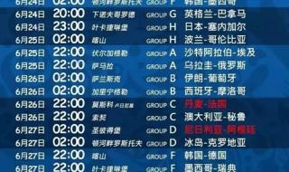 22足球世界杯赛程表 22足球世界杯赛程表